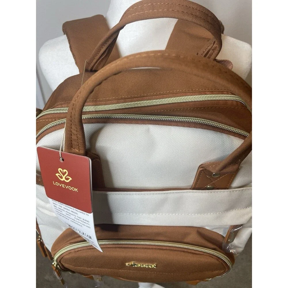 New LOVEVOOK Laptop Backpack for Women, 15.6 Inch Work 17.3 INCH, Beige-brown